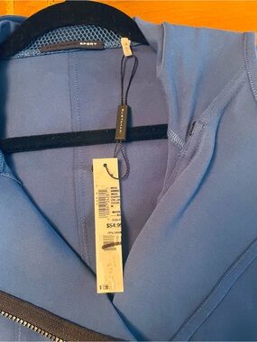 Elie Tahari  Blue Hooded Jacket with Mesh Sleeves